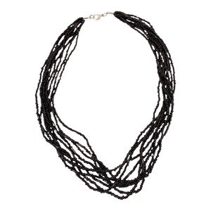 Vintage Multistrand Black Seed Beaded Necklace